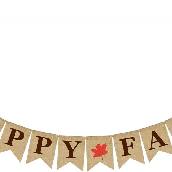 Other - Burlap Banner Happy Fall Sign Pumpkin Flag Rustic Natural Fall Harvest Banner fo